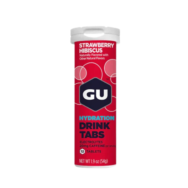 TABLETAS HIDRATANTES GU CAFEÍNA SABOR FRESA (strawberry hibiscus)
