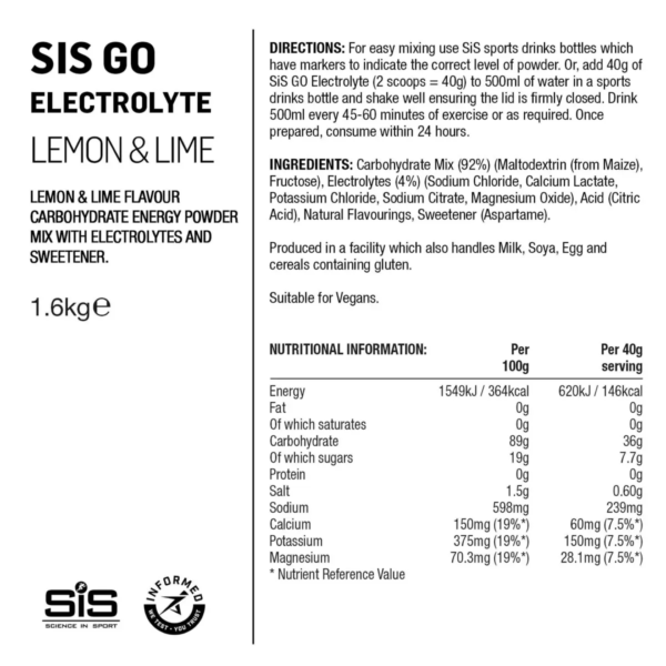 SIS GO ELECTROLYTE HIDRATANTE EN TARRO 1.6KG